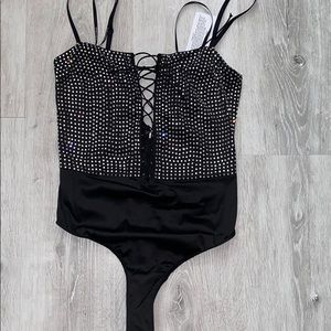 Mirage mirrored rhinestone bodysuit